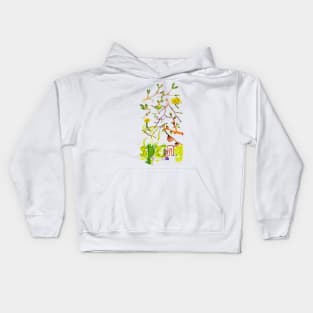 Spring leaves and branches Kids Hoodie